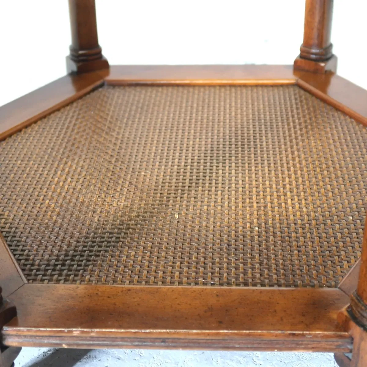 アンティーク ガラストップ サイドテーブル 六角形