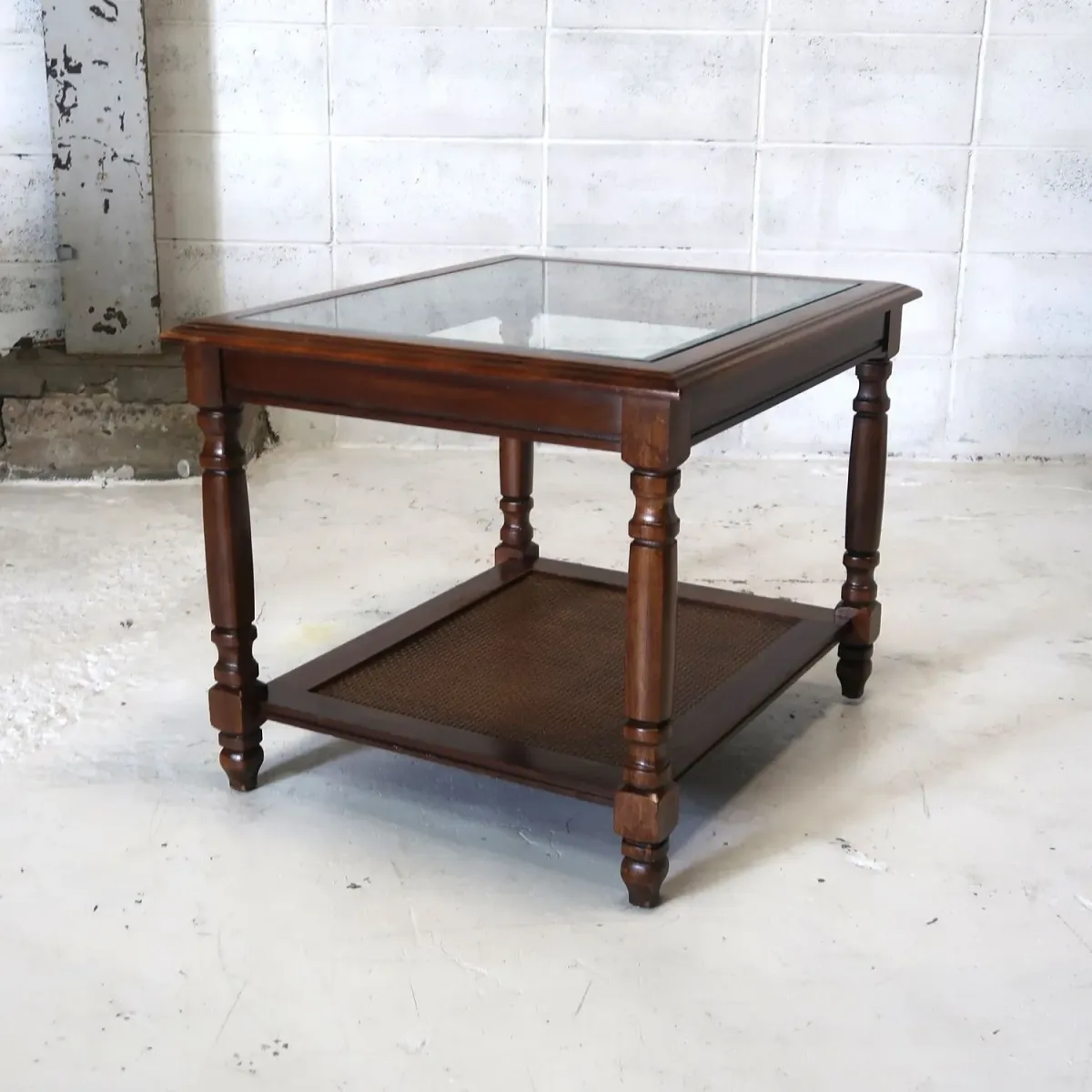 アンティーク ガラストップ サイドテーブル