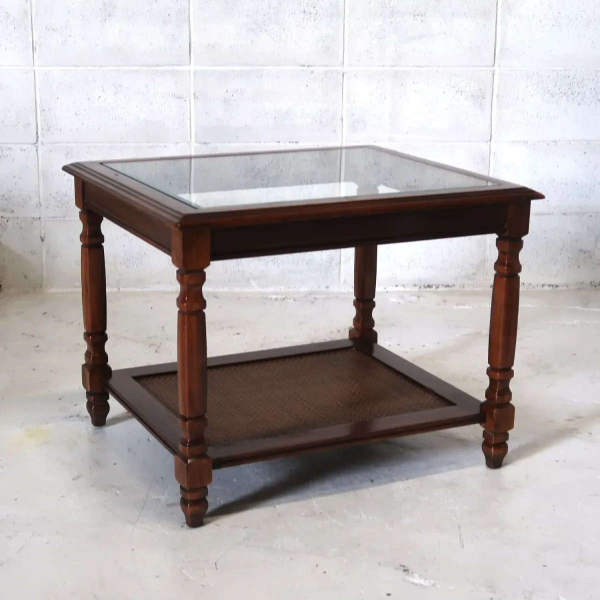 アンティーク ガラストップ サイドテーブル