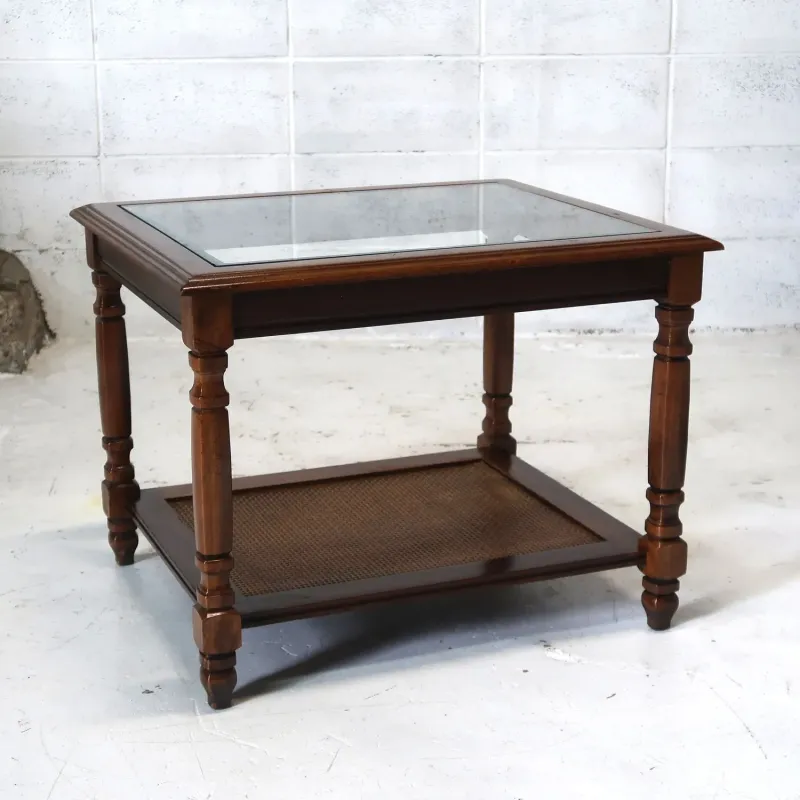 アンティーク ガラストップ サイドテーブル
