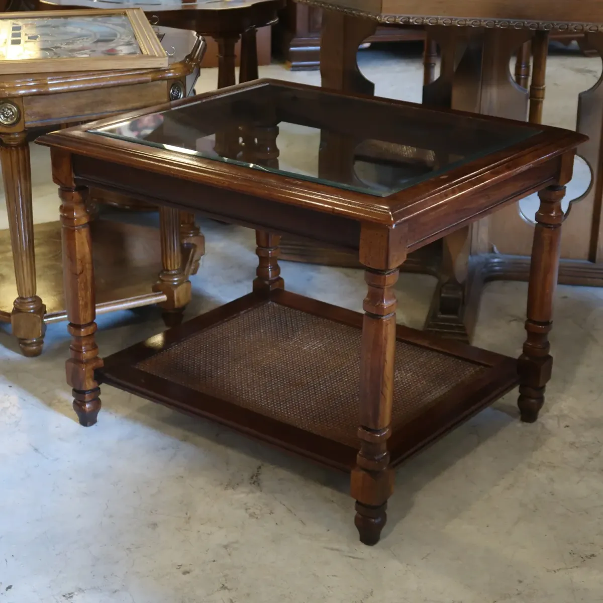 アンティーク ガラストップ サイドテーブル