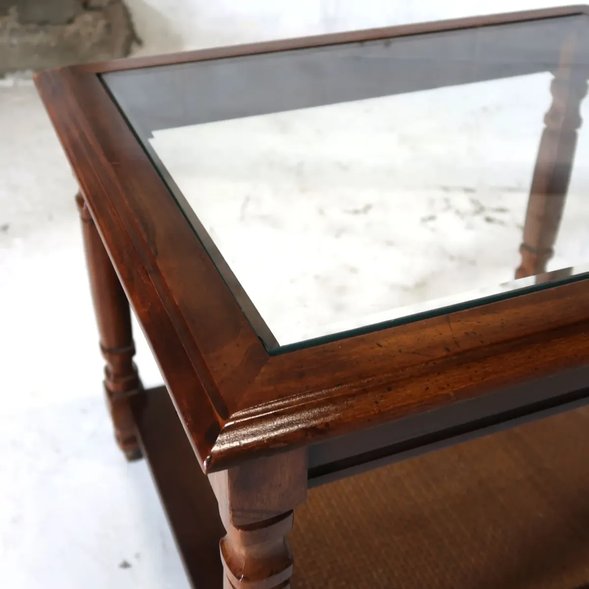 アンティーク ガラストップ サイドテーブル