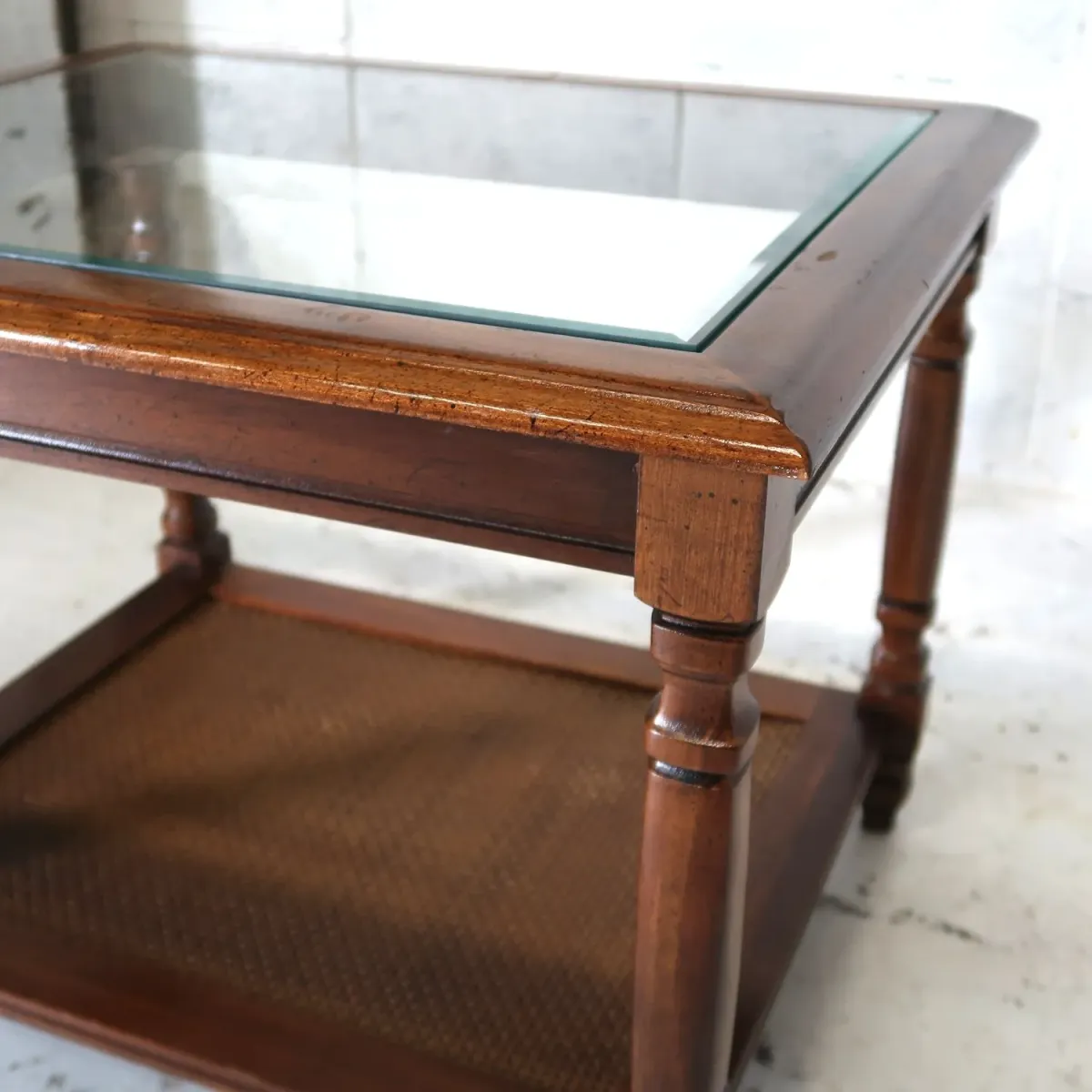 アンティーク ガラストップ サイドテーブル