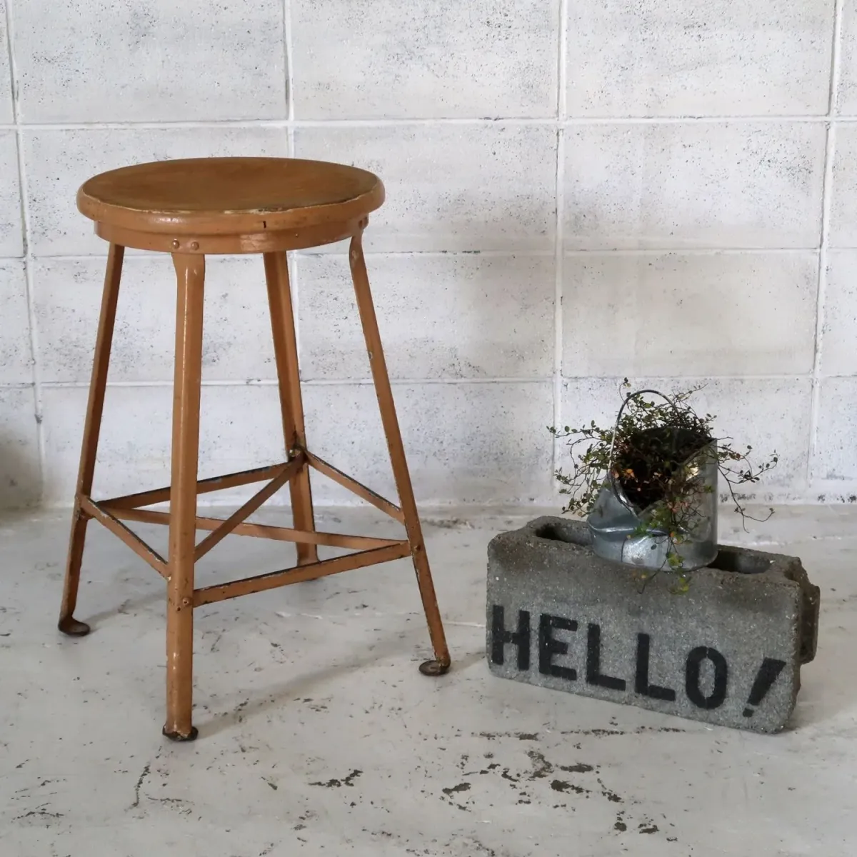 ビンテージ ウッド×アイアン スツール