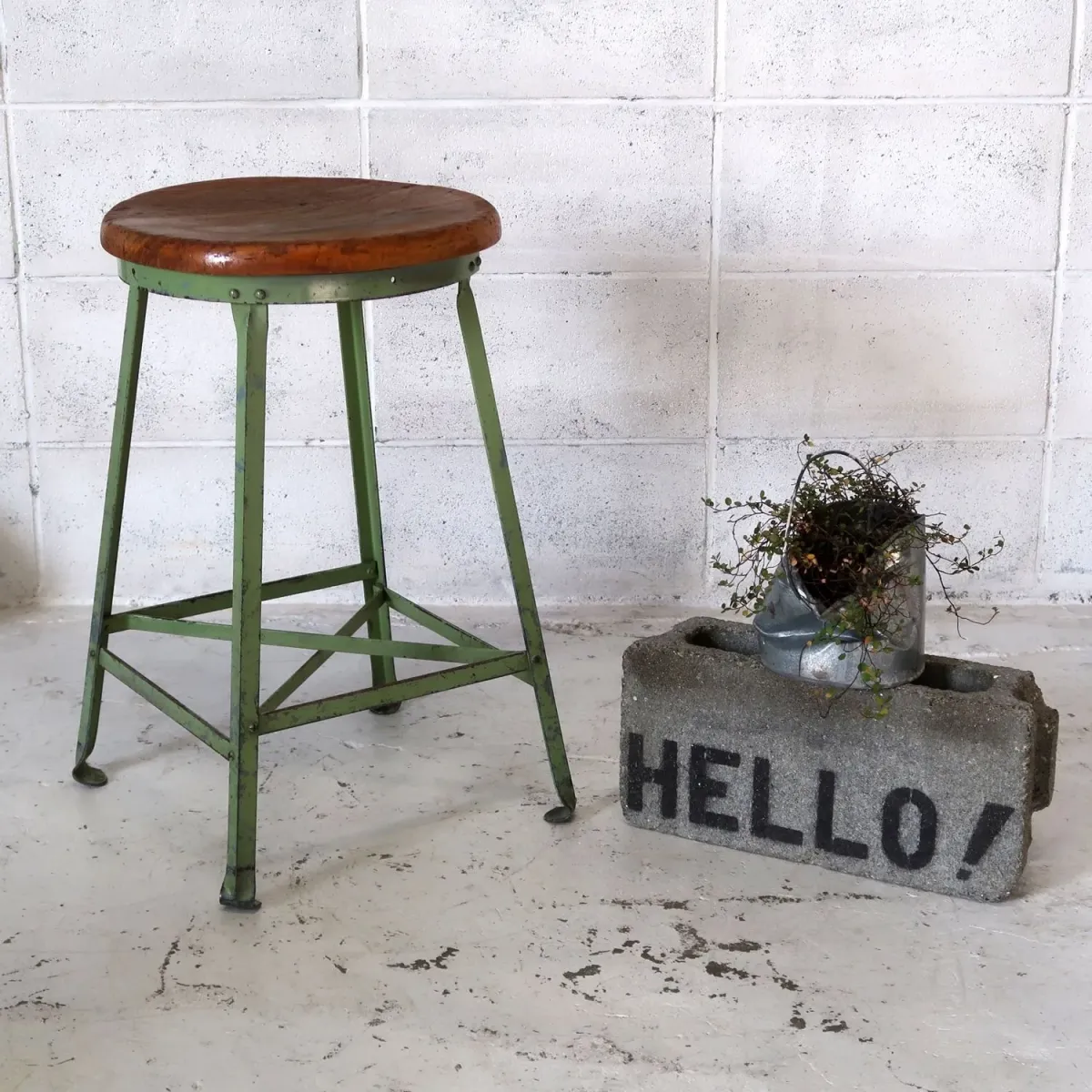 ビンテージ ウッド×アイアン スツール