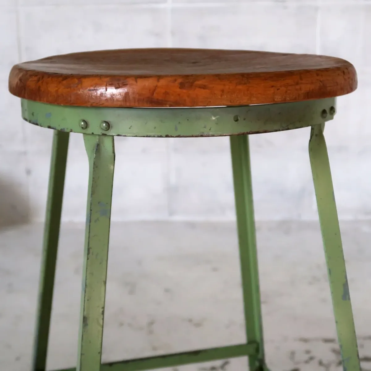 ビンテージ ウッド×アイアン スツール