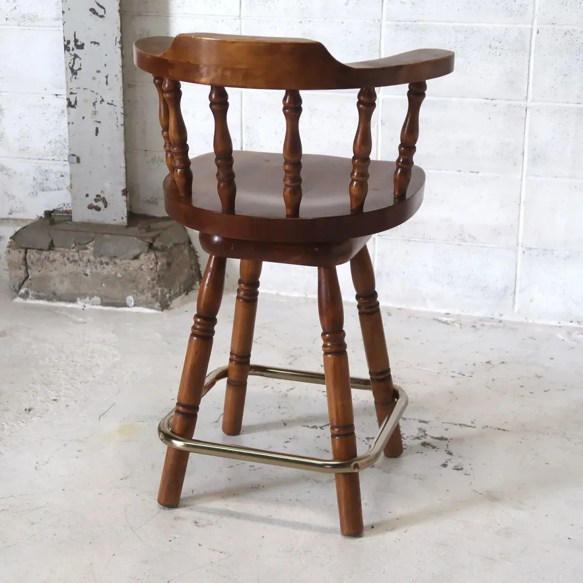 アンティーク ウッド カウンターチェア