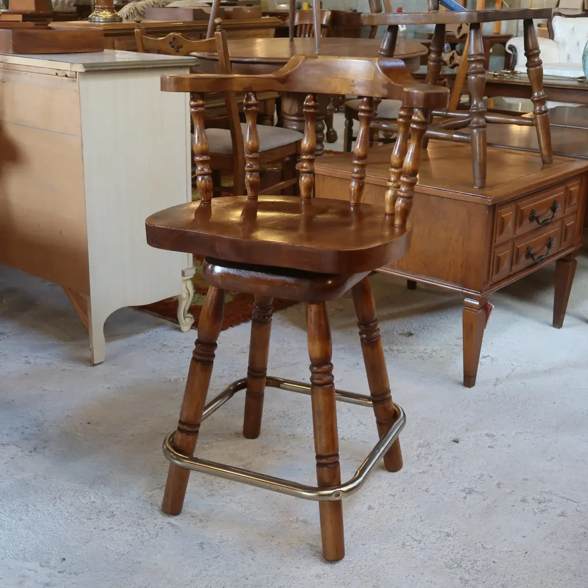 アンティーク ウッド カウンターチェア