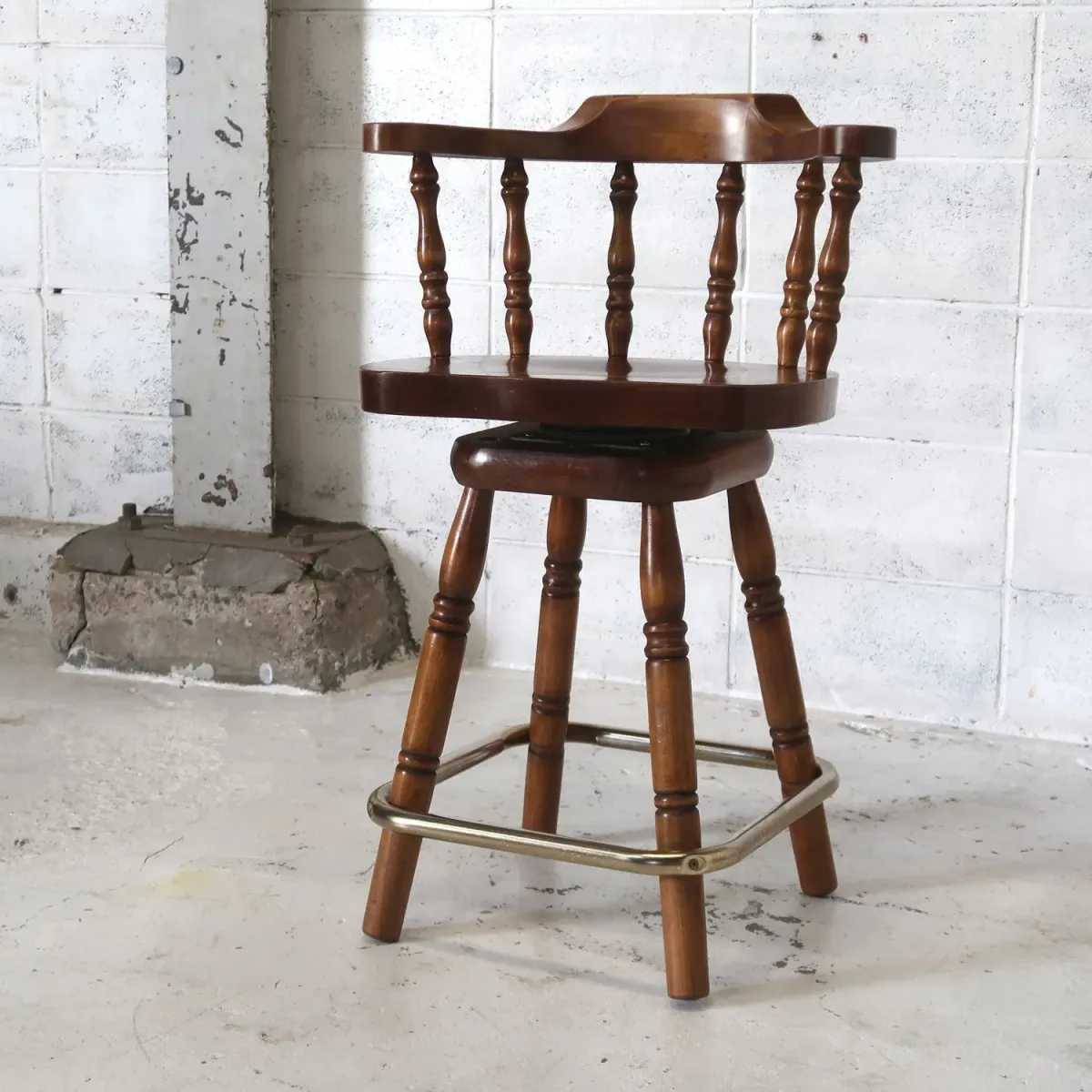 アンティーク ウッド カウンターチェア