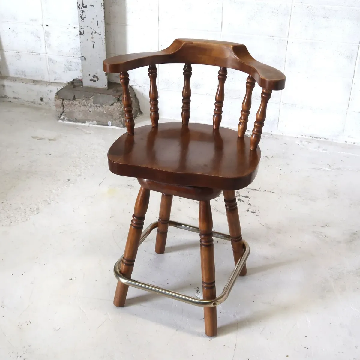 アンティーク ウッド カウンターチェア