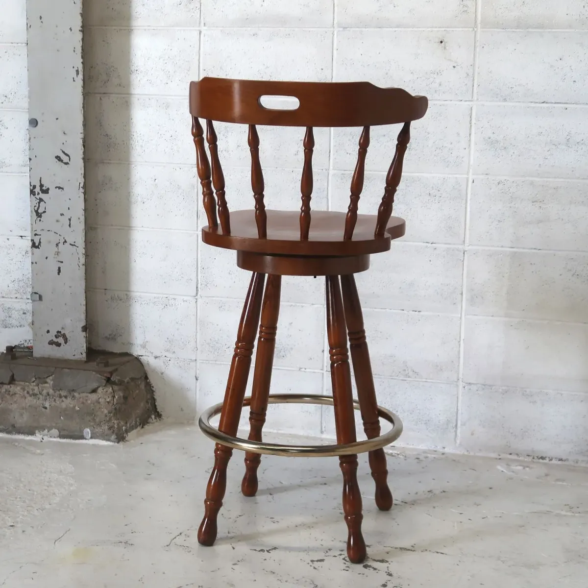 アンティーク ウッド カウンターチェア
