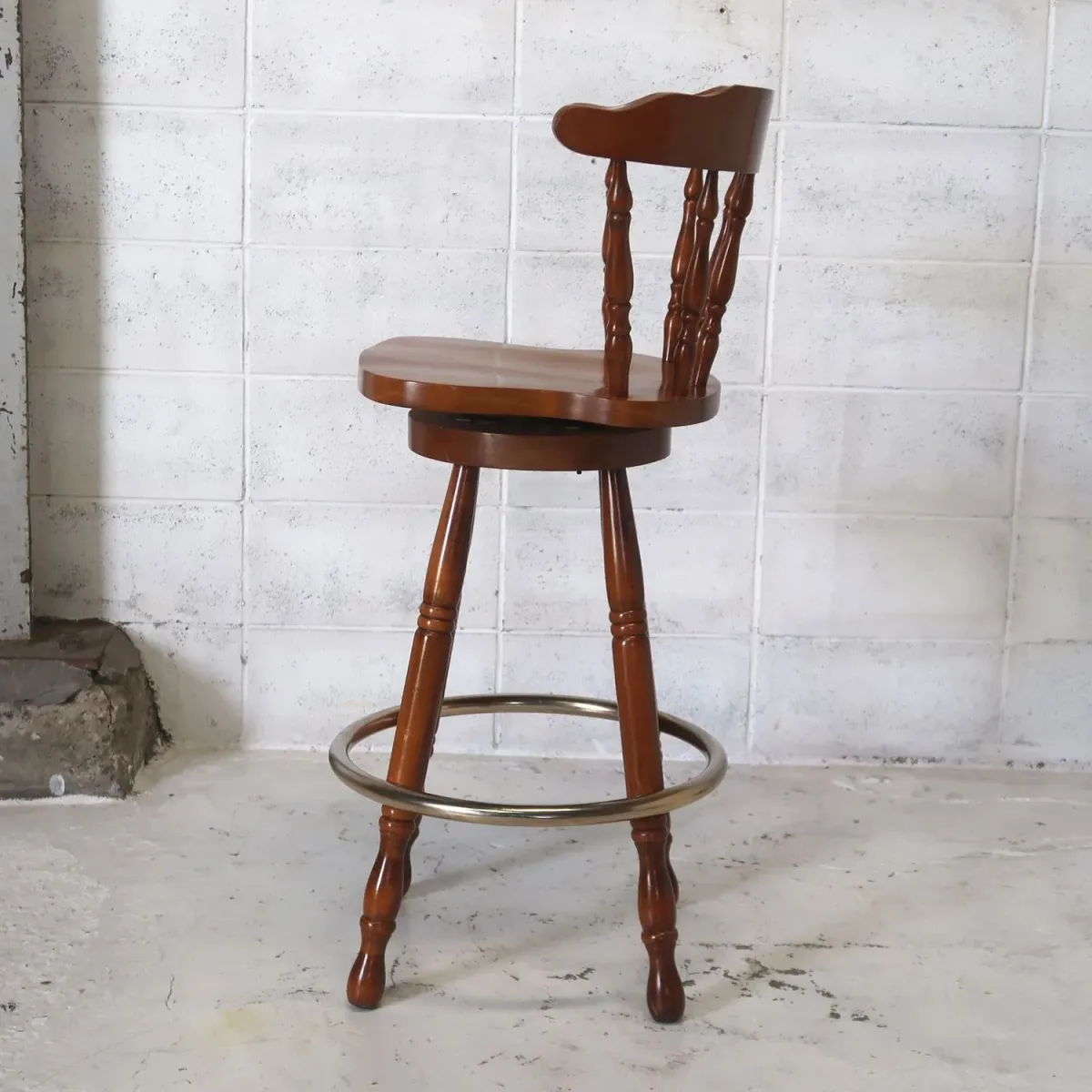 アンティーク ウッド カウンターチェア