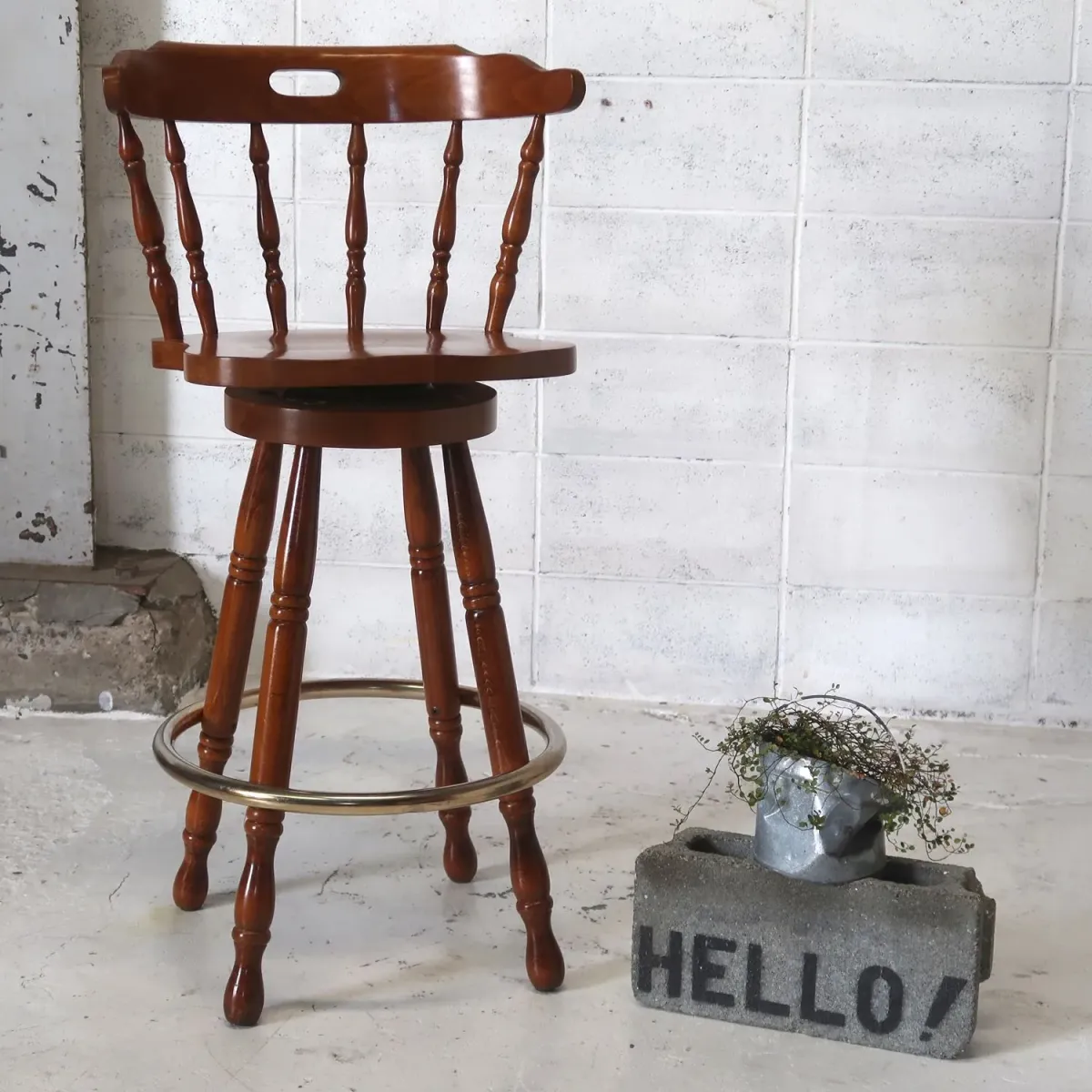 アンティーク ウッド カウンターチェア