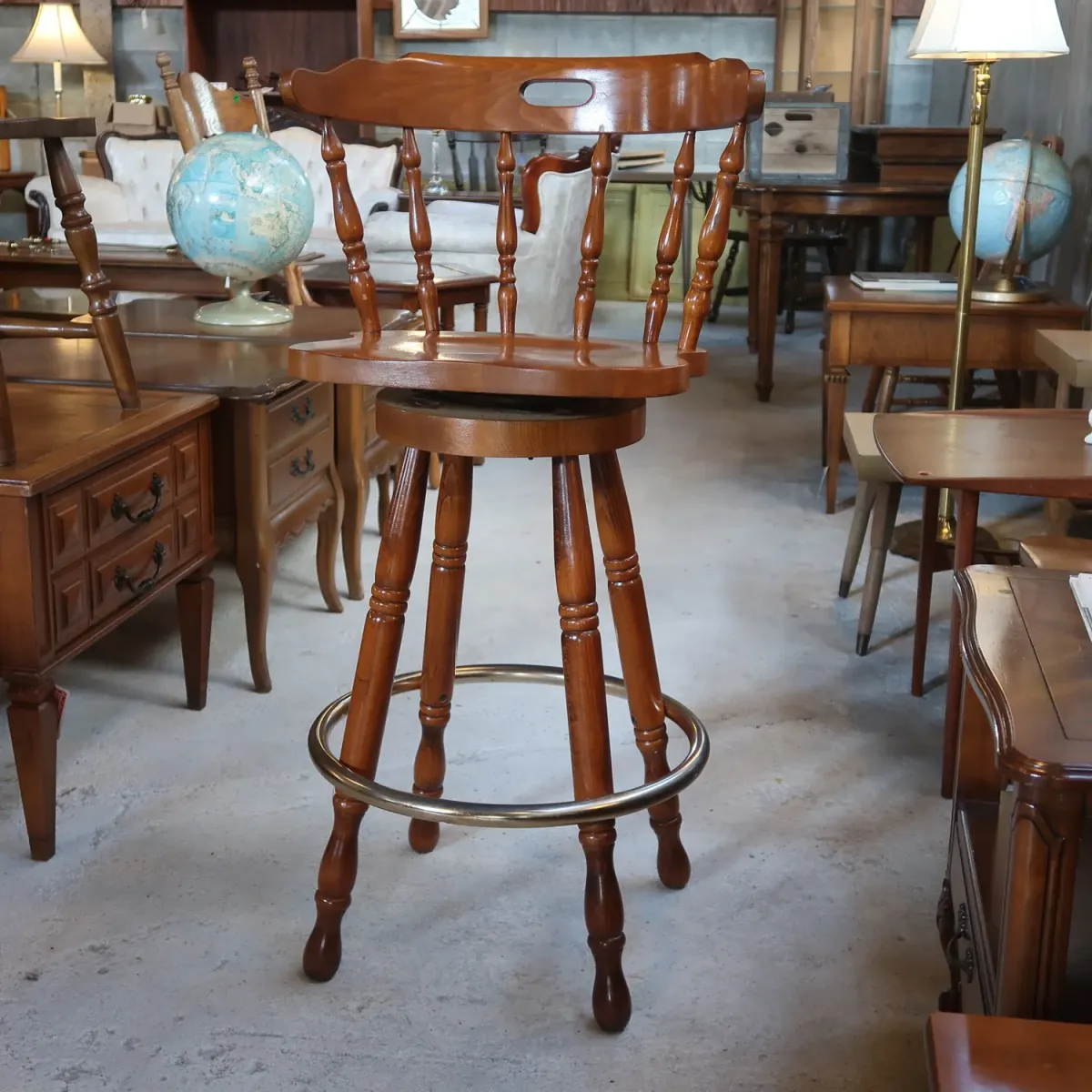 アンティーク ウッド カウンターチェア