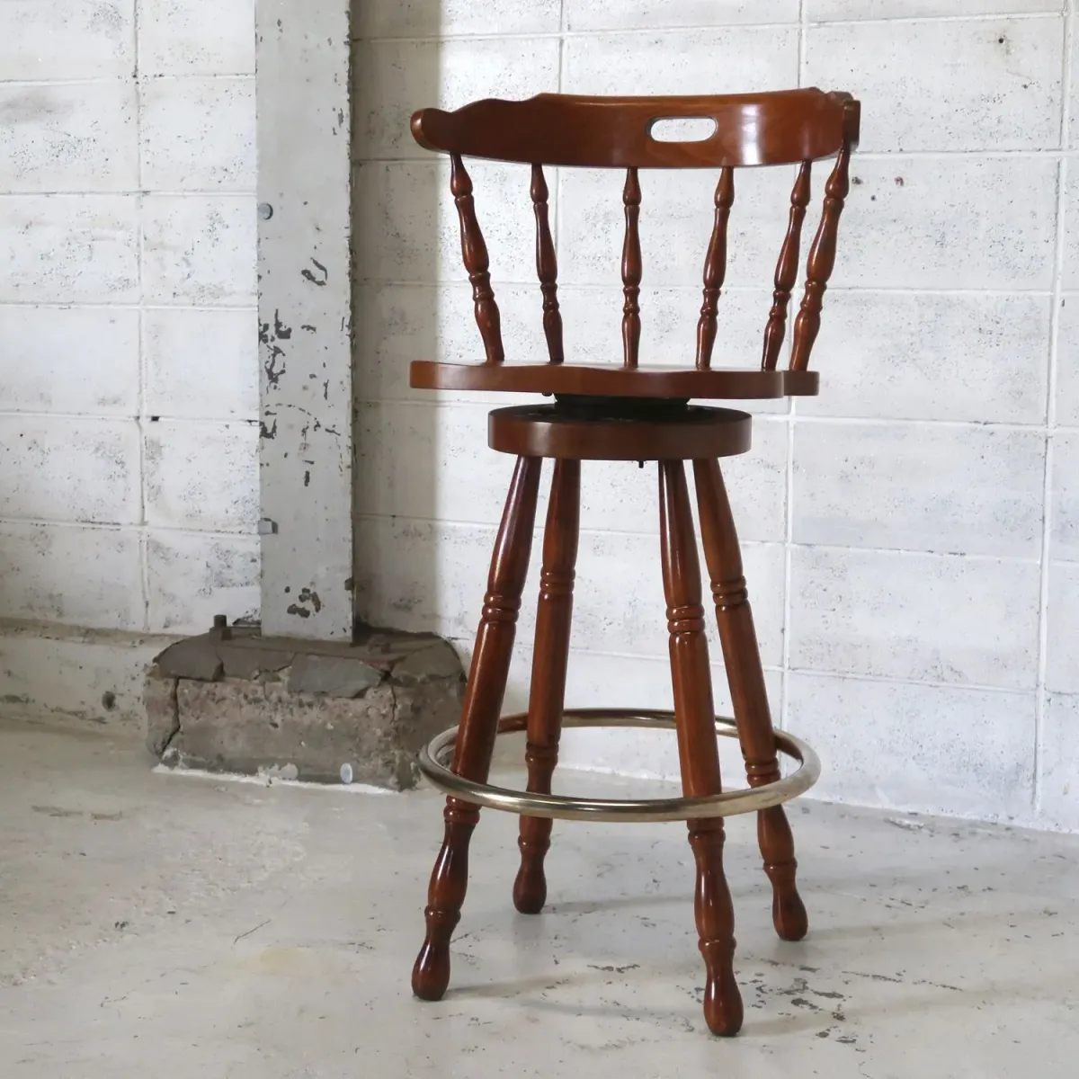 アンティーク ウッド カウンターチェア