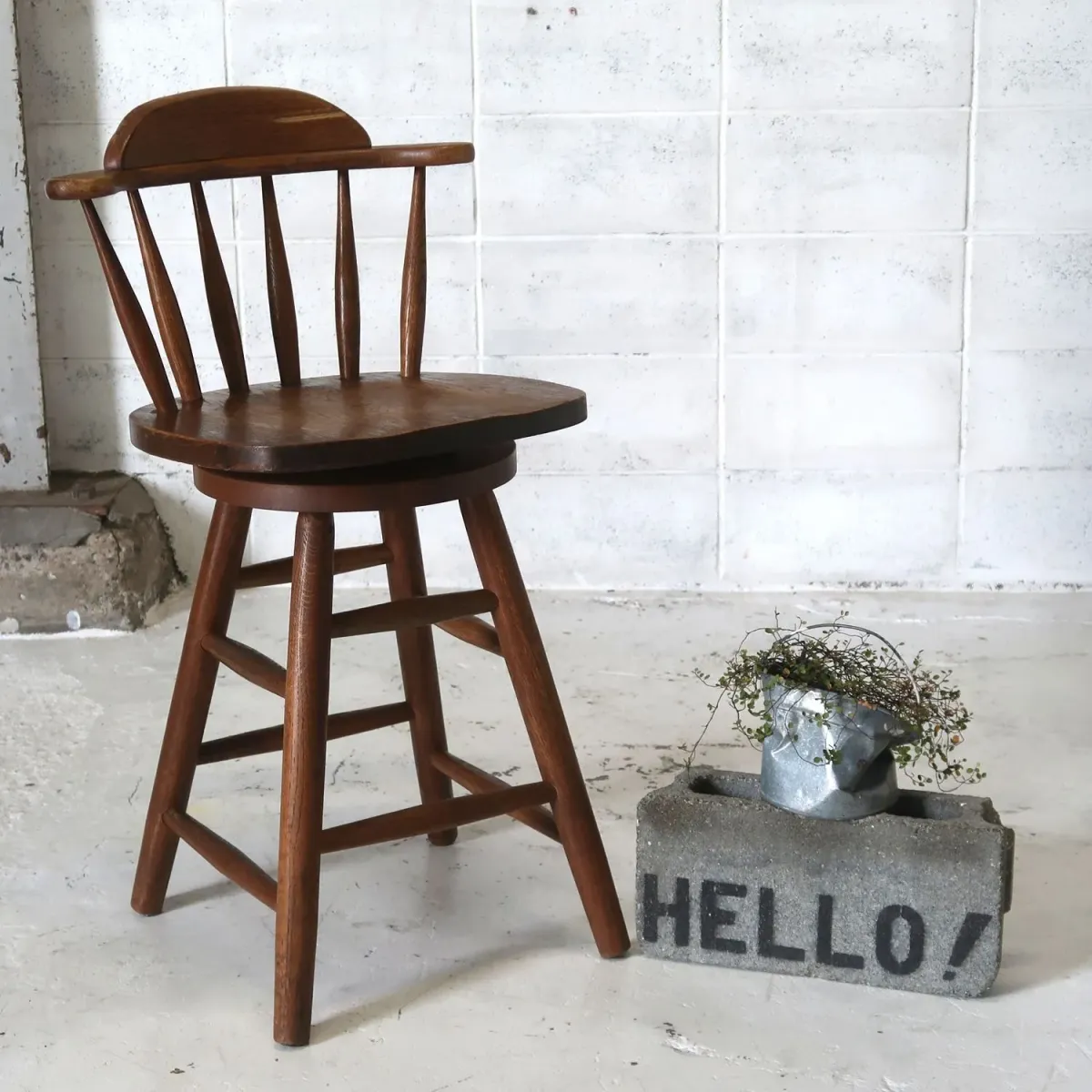 アンティーク ウッド カウンターチェア