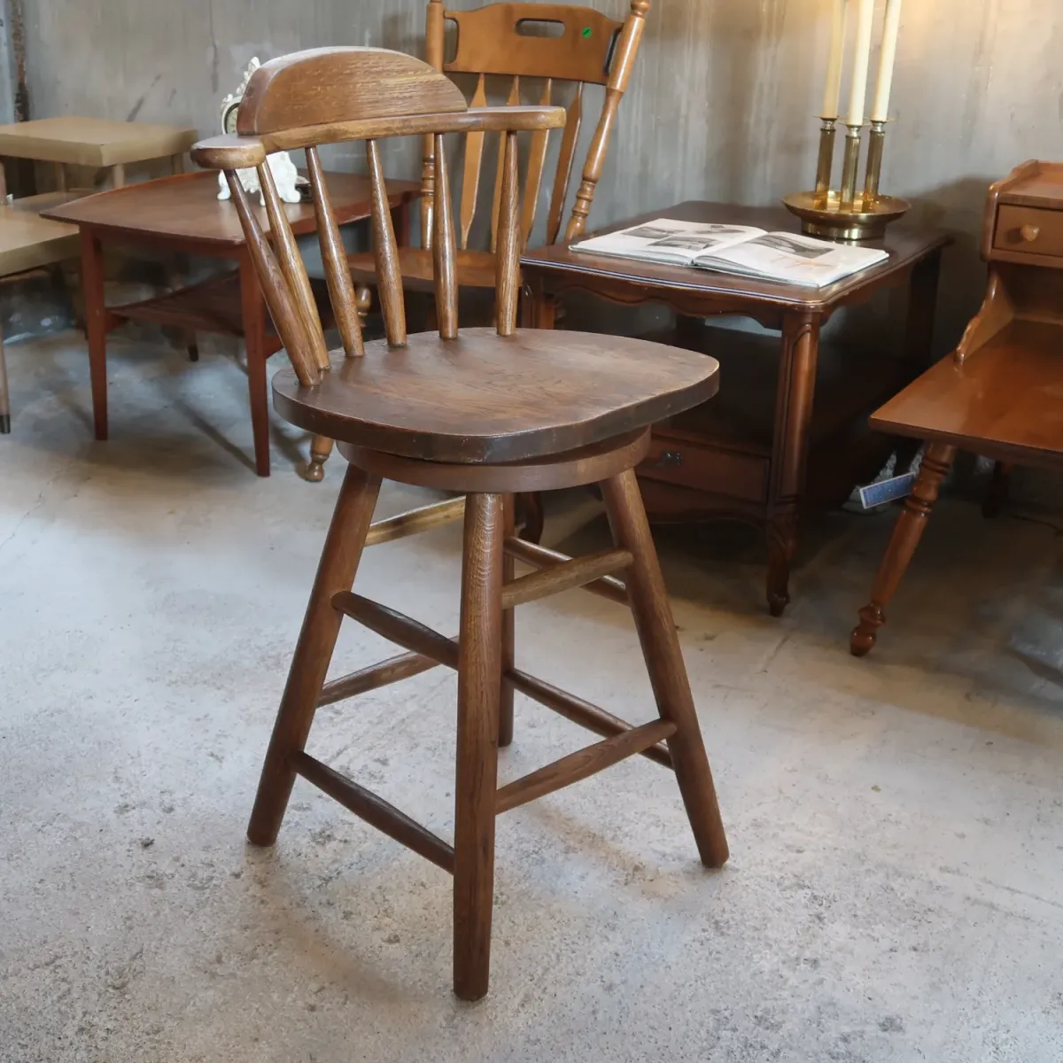 アンティーク ウッド カウンターチェア
