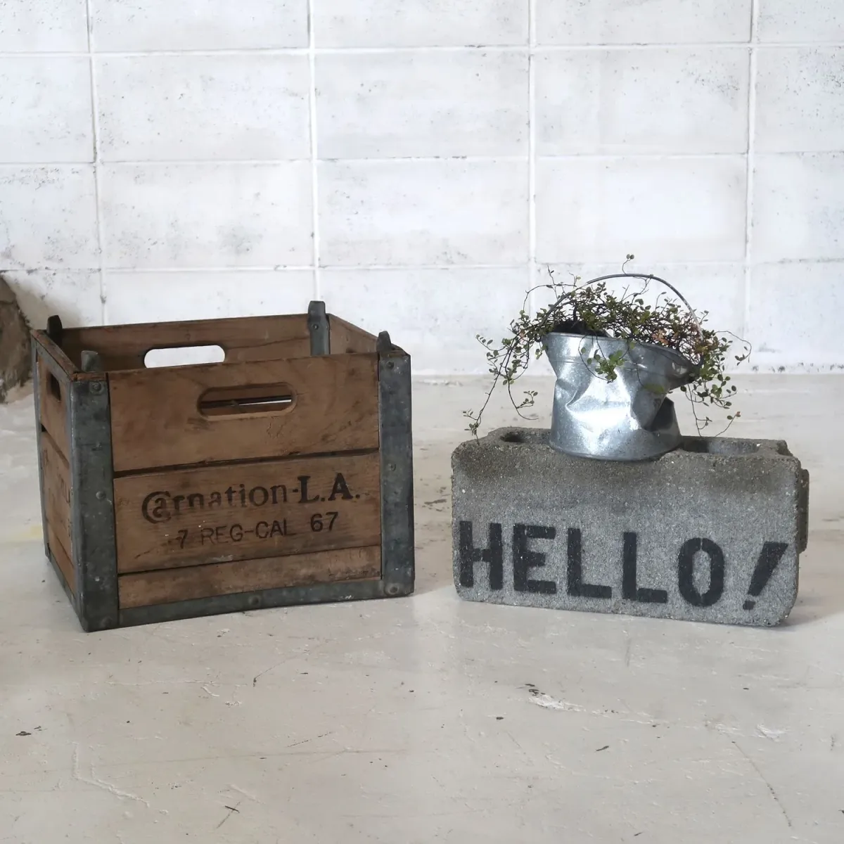 ビンテージ ウッド×メタル ボックス