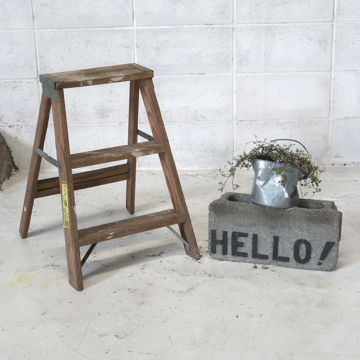 ビンテージ ウッドステップラダー