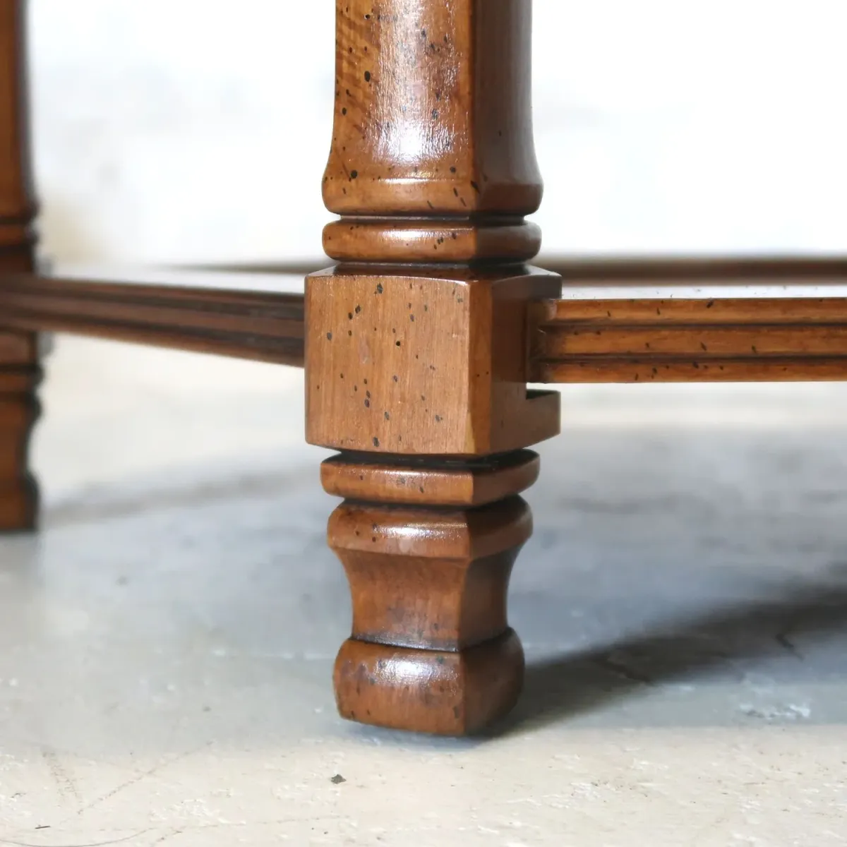 アンティーク ガラストップ サイドテーブル 六角形