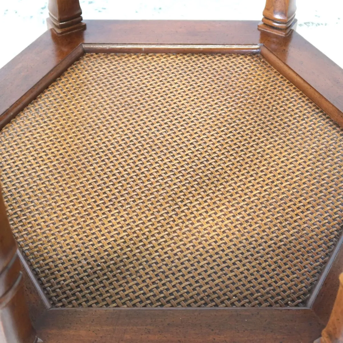 アンティーク ガラストップ サイドテーブル 六角形