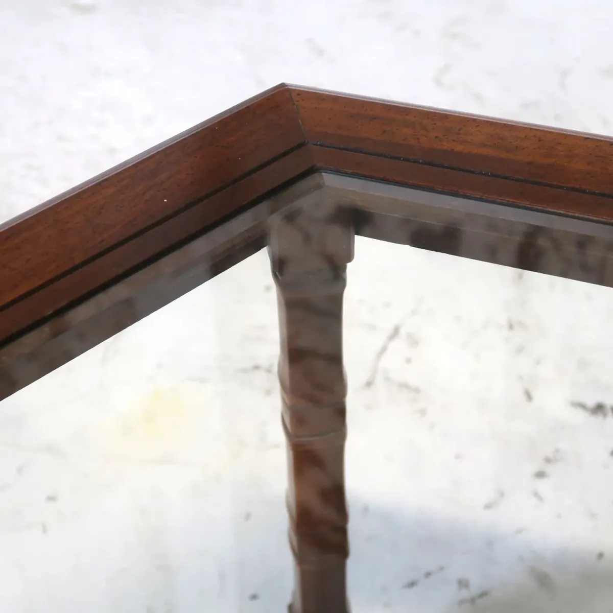 アンティーク ガラストップ サイドテーブル 六角形