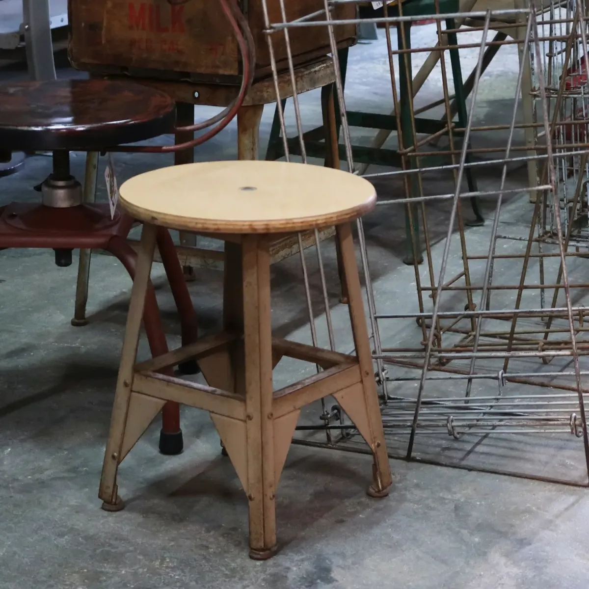 ビンテージ ウッド×アイアン スツール