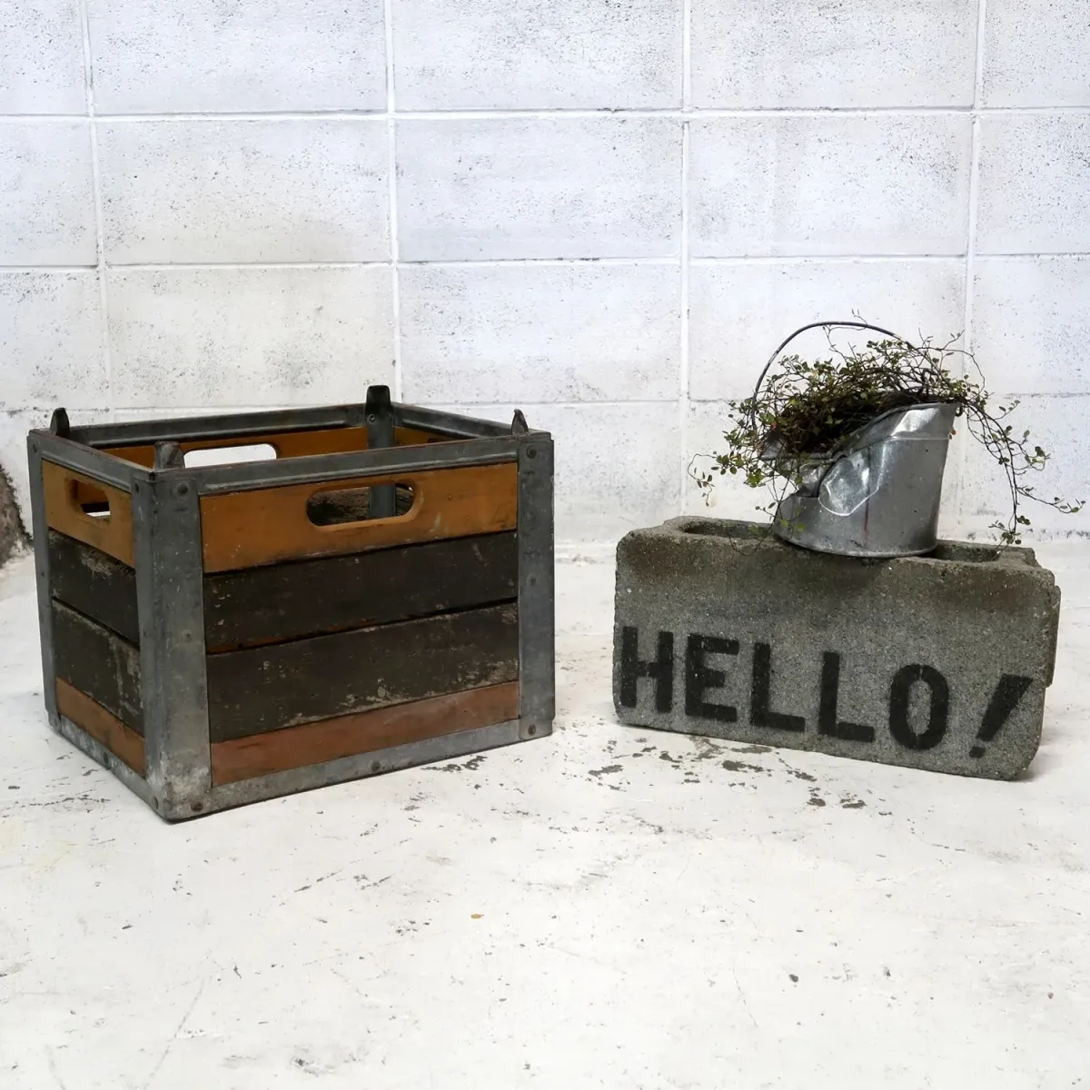 ビンテージ ウッド×メタル ボックス