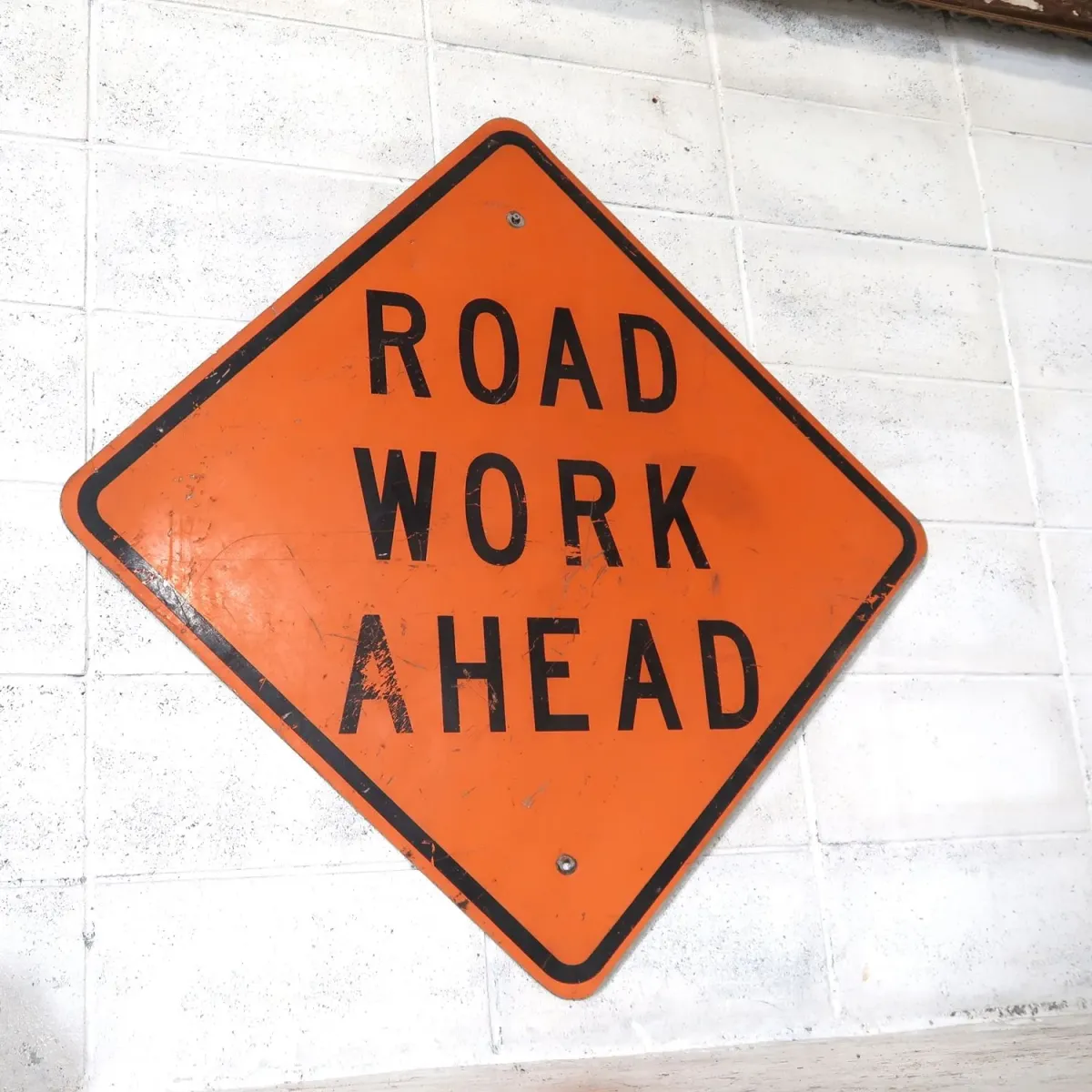 ROAD WORK AHEAD ビンテージ 大型ロードサイン