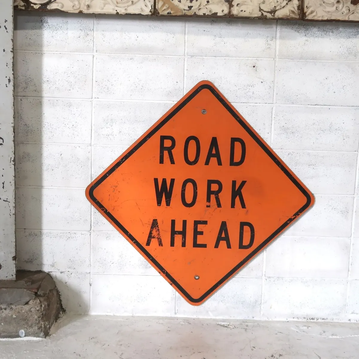 ROAD WORK AHEAD ビンテージ 大型ロードサイン