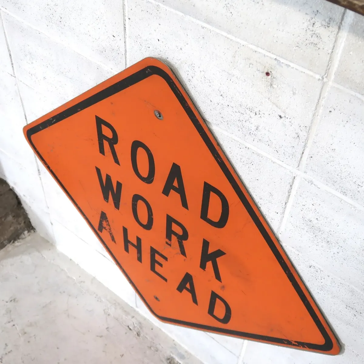 ROAD WORK AHEAD ビンテージ 大型ロードサイン