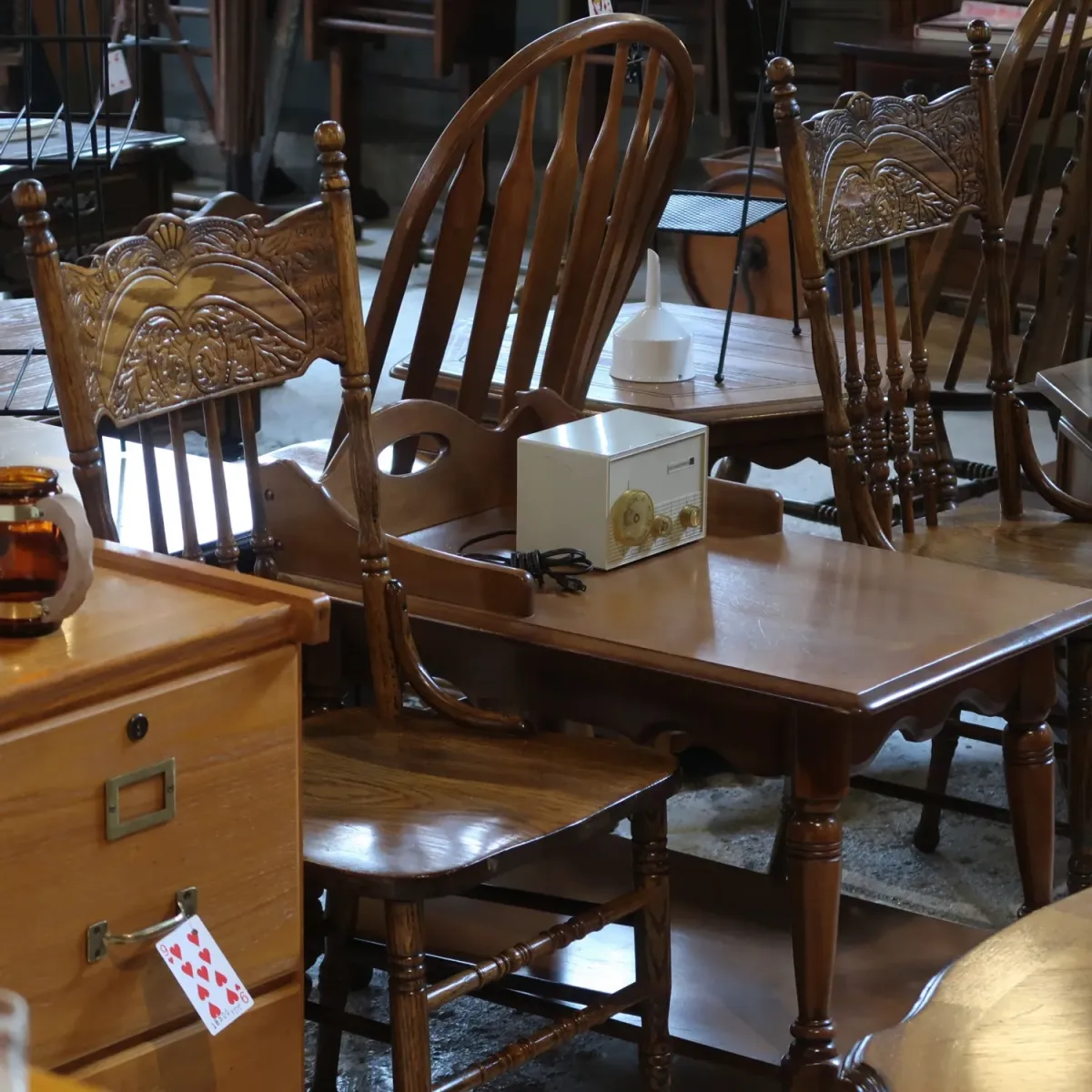 アンティーク ウッド ハイバッグチェア