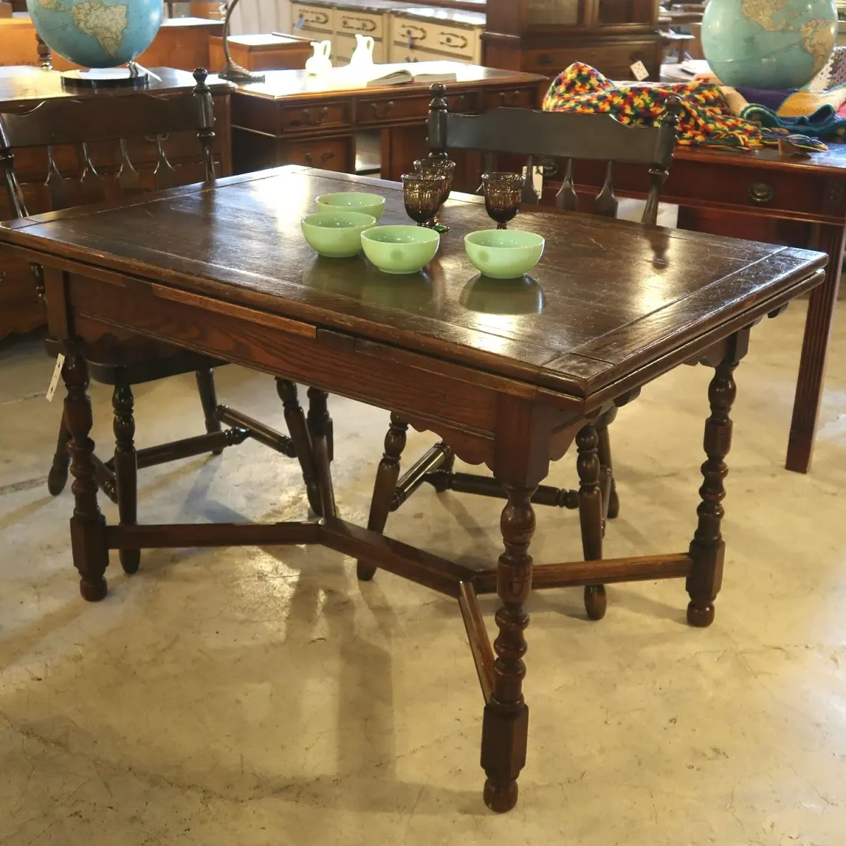 アンティーク ドローリーフ ダイニングテーブル