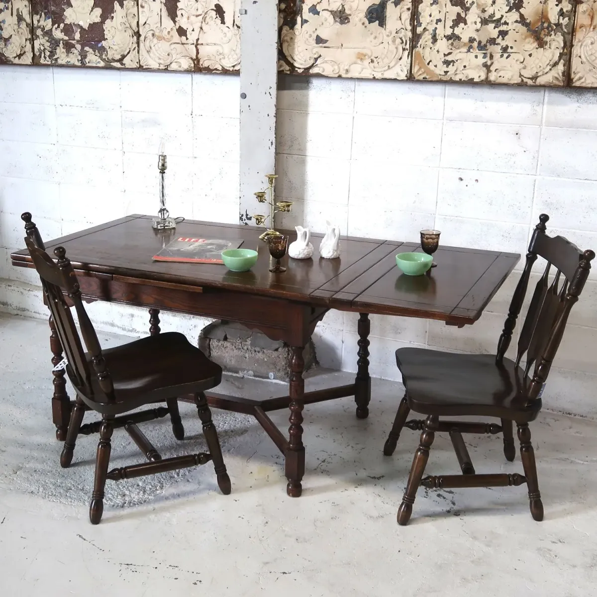 アンティーク ドローリーフ ダイニングテーブル