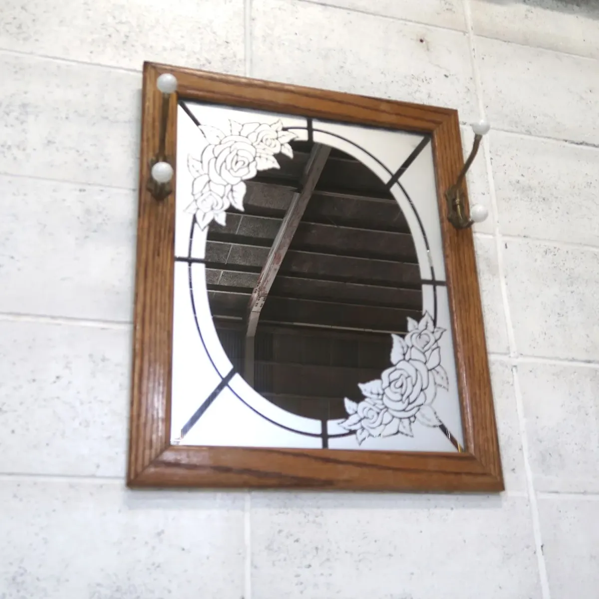 ビンテージ ウッドフレーム ウォールミラー