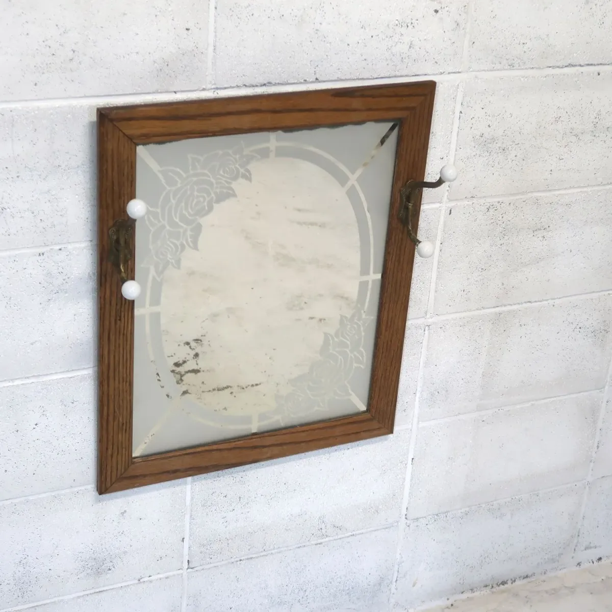 ビンテージ ウッドフレーム ウォールミラー