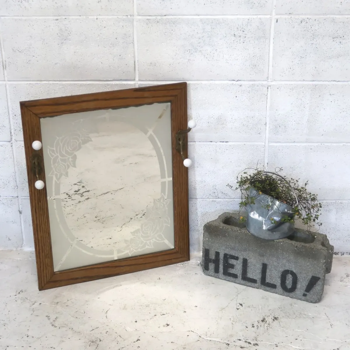 ビンテージ ウッドフレーム ウォールミラー