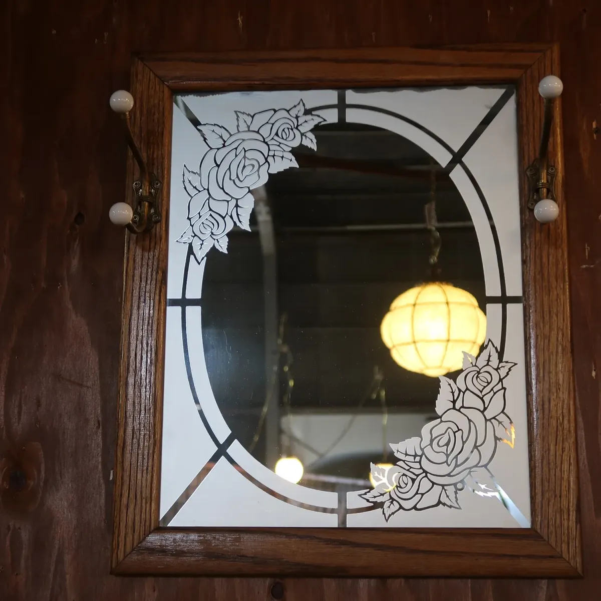 ビンテージ ウッドフレーム ウォールミラー