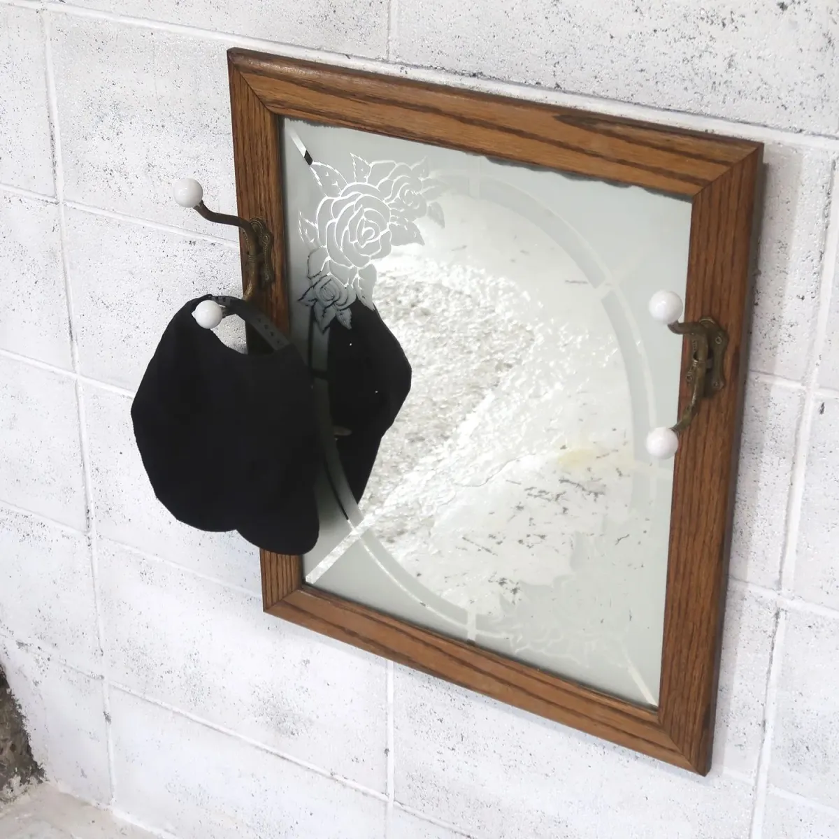 ビンテージ ウッドフレーム ウォールミラー