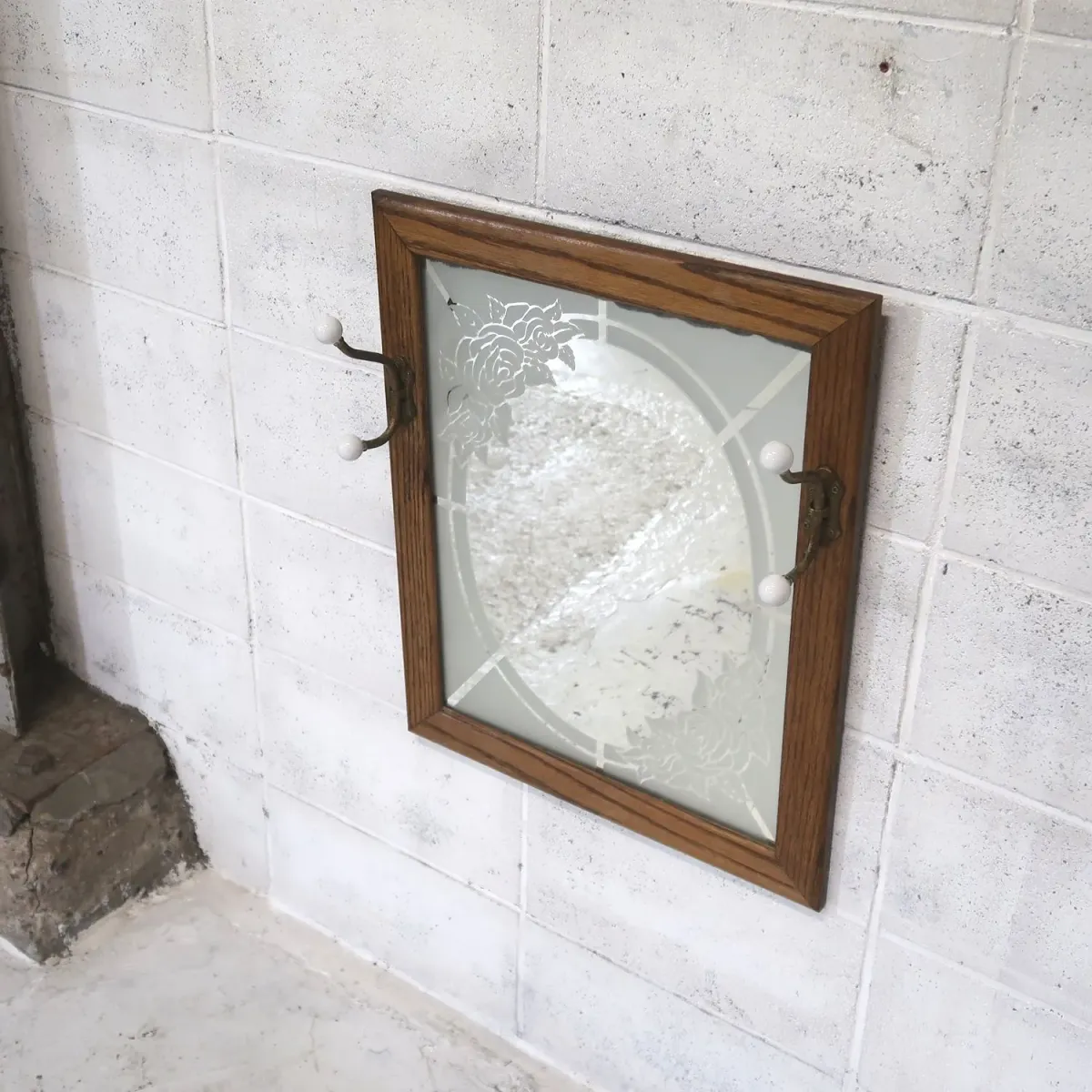 ビンテージ ウッドフレーム ウォールミラー
