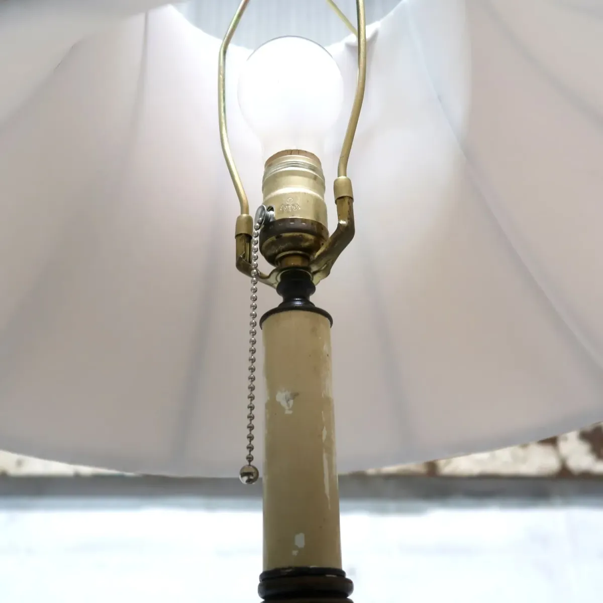 アンティーク ウッドベース フロアランプ