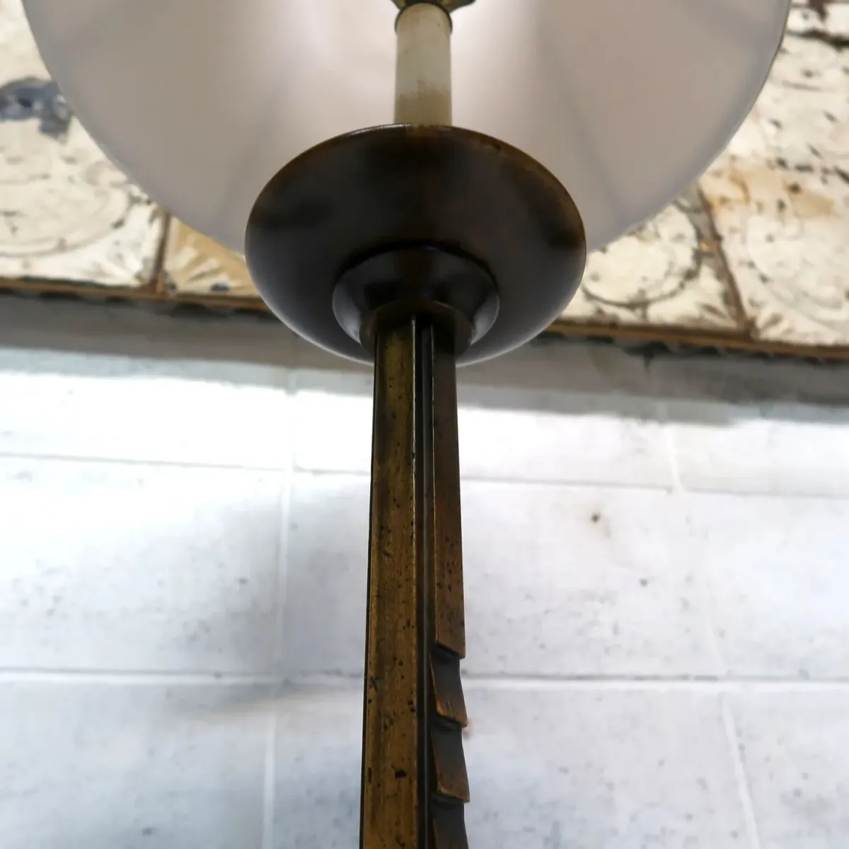 アンティーク ウッドベース フロアランプ