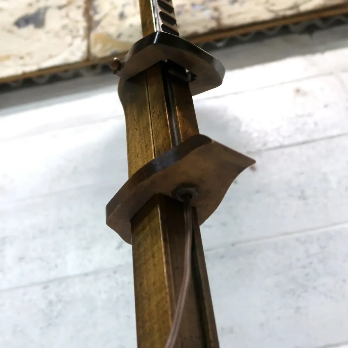 アンティーク ウッドベース フロアランプ