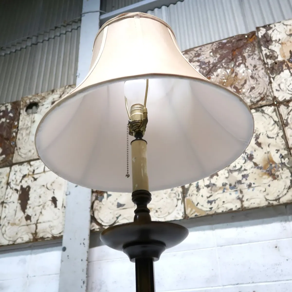 アンティーク ウッドベース フロアランプ