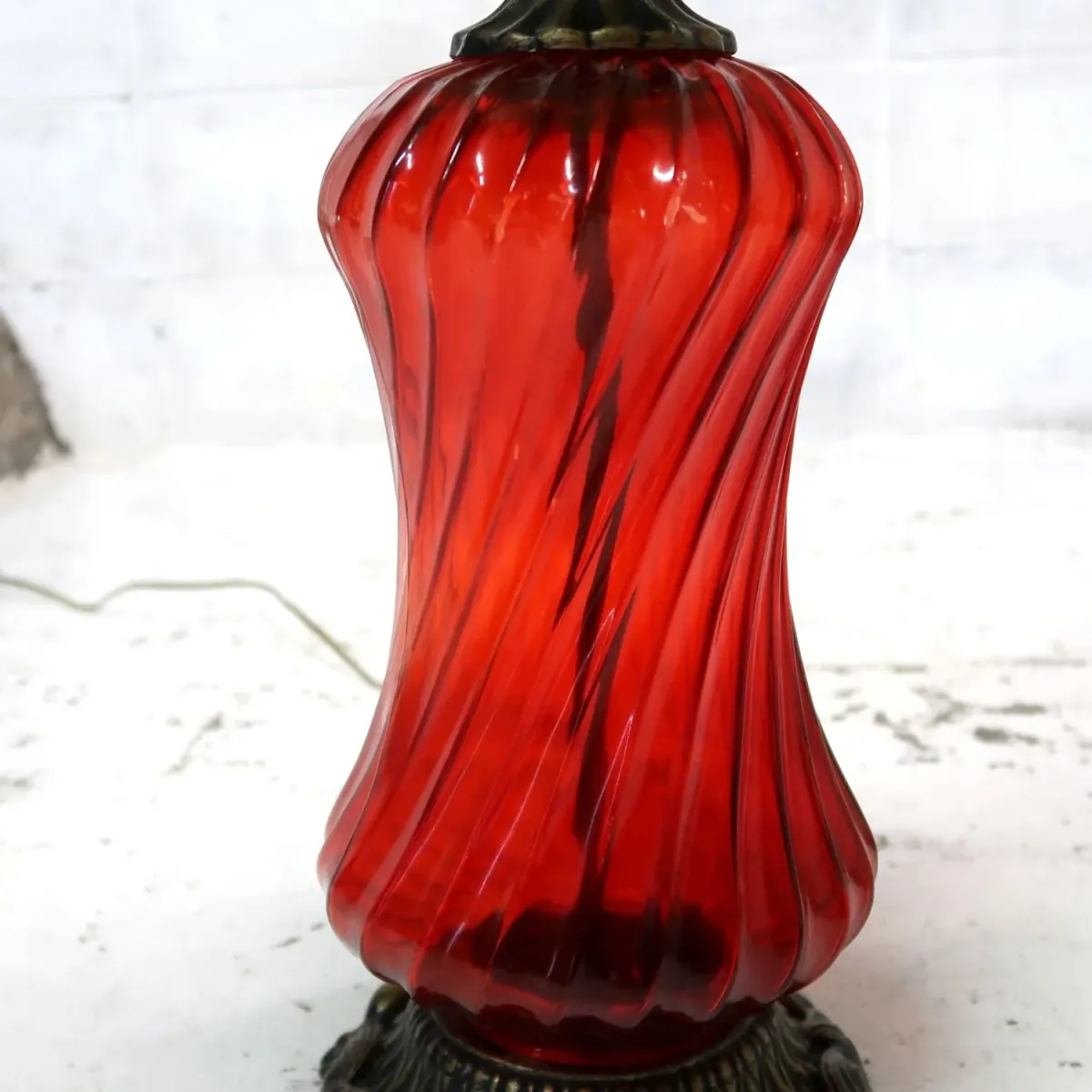 アンティーク ガラスベース テーブルランプ