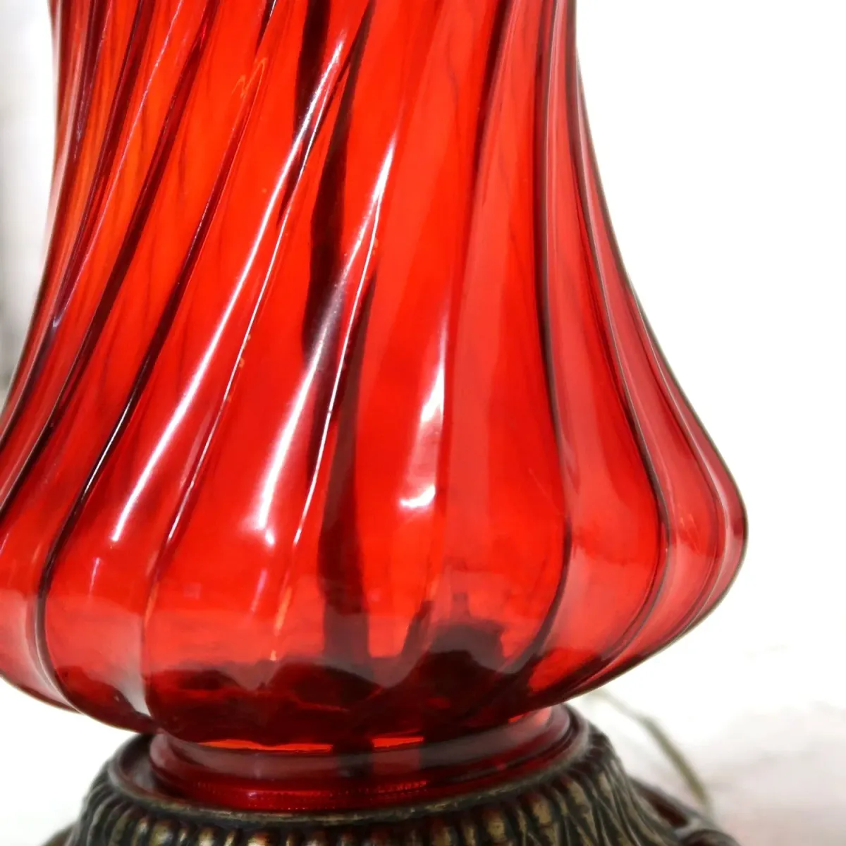 アンティーク ガラスベース テーブルランプ