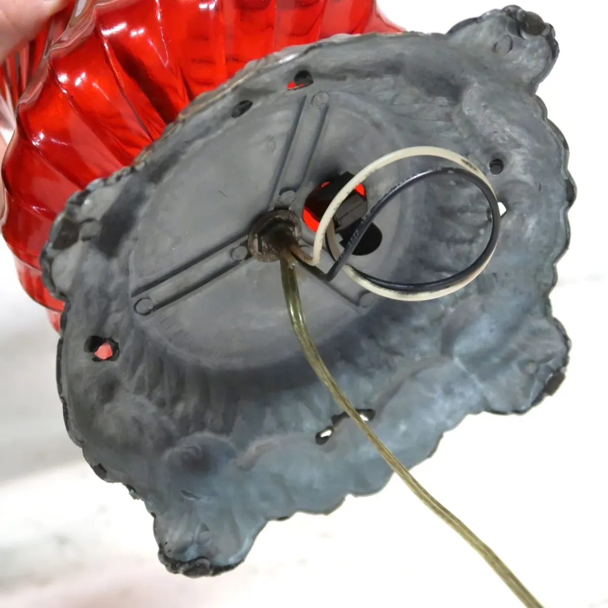 アンティーク ガラスベース テーブルランプ