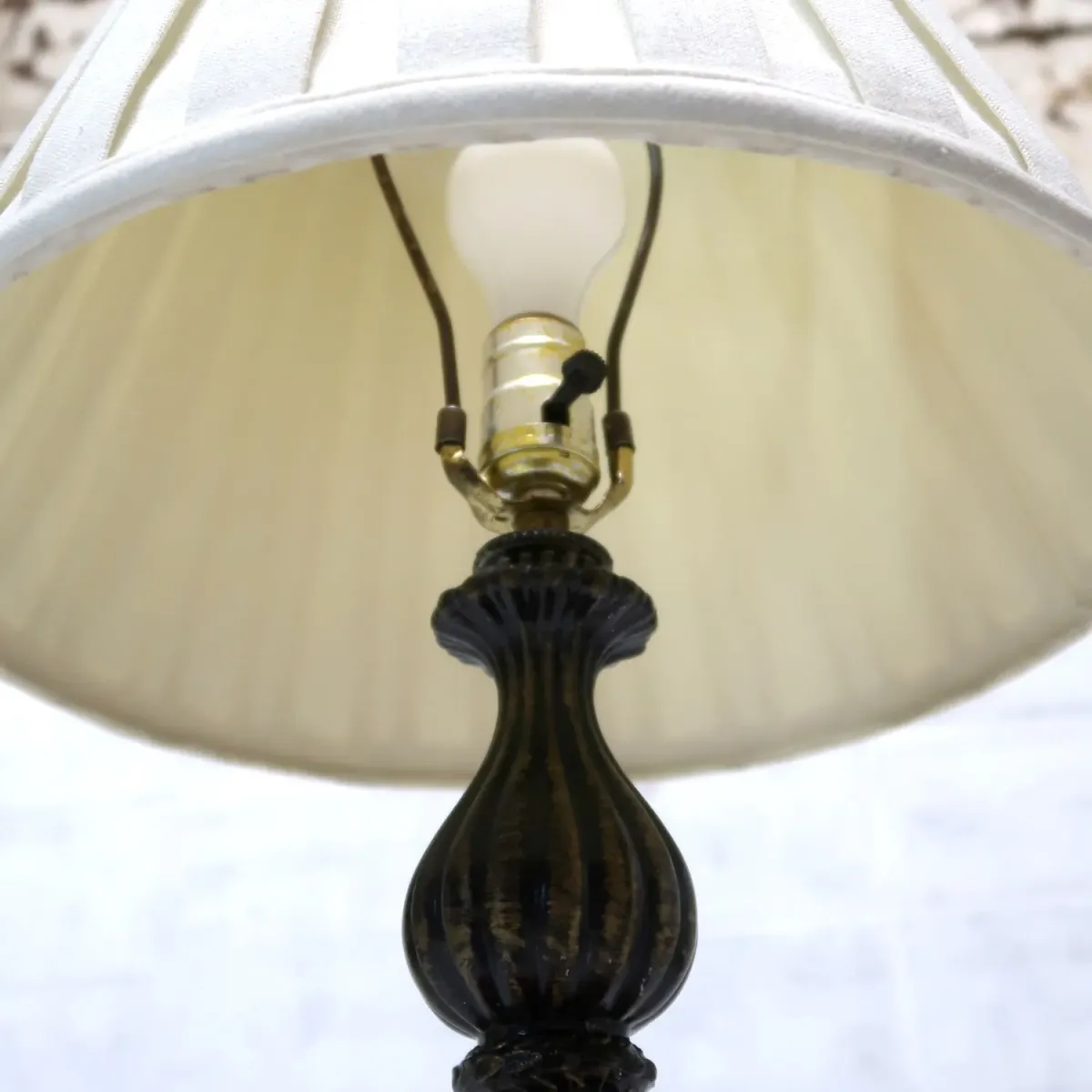 アンティーク ガラスベース テーブルランプ