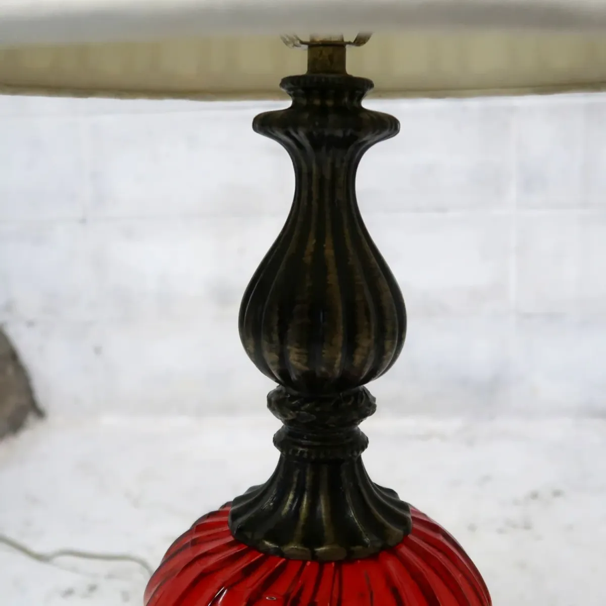 アンティーク ガラスベース テーブルランプ