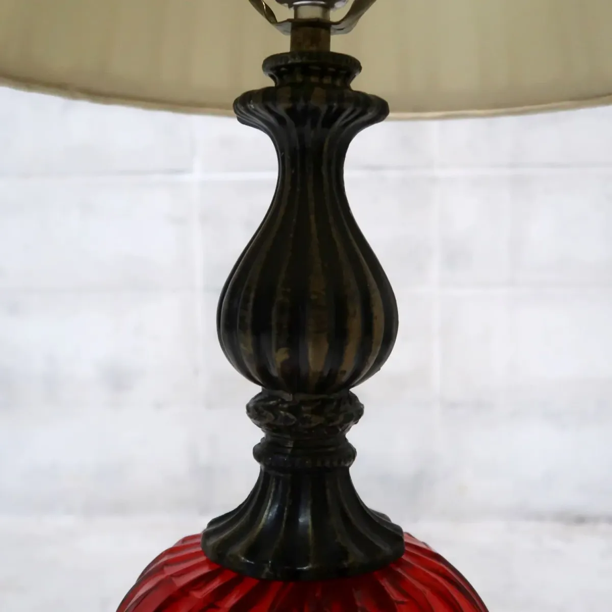 アンティーク ガラスベース テーブルランプ